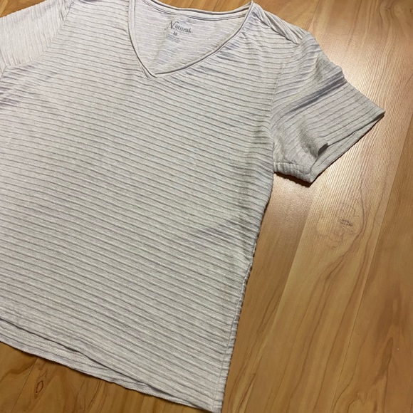 Women’s Natural Reflections Off White Ribbed Short Sleeve Shirt M - Picture 2 of 8